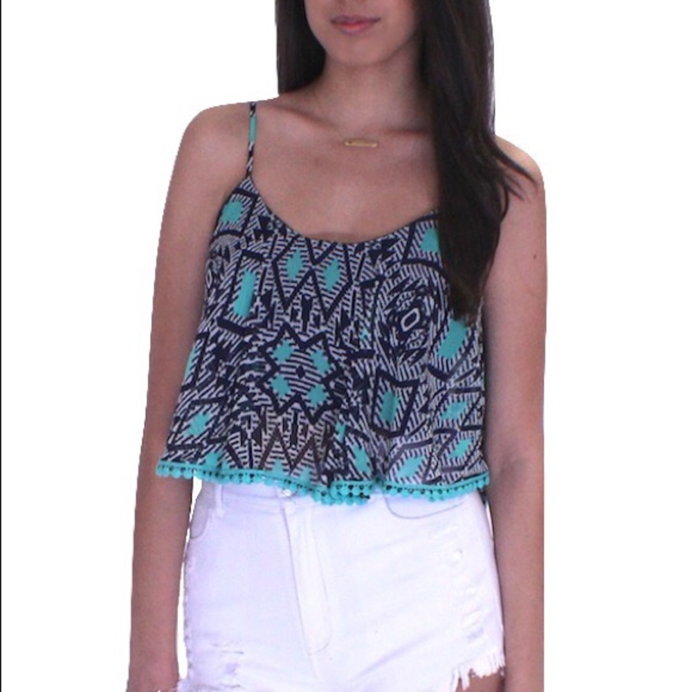 NEW Geometric Print Crop Tank Top Blouse